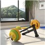 HOMCOM Ensemble haltères et barre 20 kg avec 6 haltères disques de 1,5 kg, 2,5 kg et 5 kg gym musculation orange vert et jaune