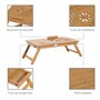 HOMCOM Table de lit, Plateau pour Ordinateur, Table d'appoint en Bois de Bambou, Plateau inclinable, Pliable et réglable en Haut