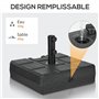 Outsunny Pied de Parasol carré Base de Parasol en HDPE remplir de Sable ou d'eau pour mât Ø 32, 38 et 48 mm - dim. 49L x 49l x 3