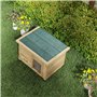 PawHut Maison pour Chats Niche d'extérieur en Bois surélevée avec Toit Asphalte, Porte avec Rideau, fenêtre, 57 x 45 x 43 cm Jau