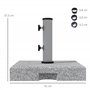 Outsunny Pied de Parasol - Base de lestage en Granit carré pour mât Ø32 Ø38 Ø48 mm 28kg Socle avec 2 roulettes, poignée rétracta