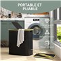 HOMCOM Panier à linge double pliable 80 L corbeille à linge sale avec couvercle, poignées rainurées, bac à linge pour salle de b