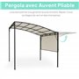 Outsunny Pergola tonnelle de Jardin avec auvent réglable Acier Polyester Haute densité crème