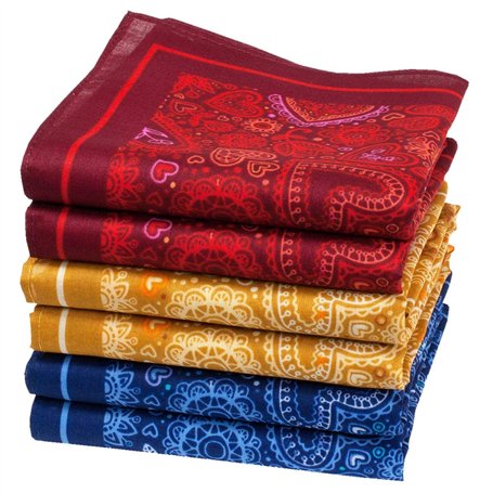 Merrysquare - Fins Mouchoirs en Tissu Motif Coeurs - Modèle AGAPE - Taille Moyenne 35cm x 35cm - 6 Pièces - 100% Coton