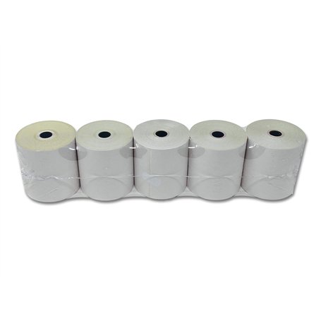 5 Rouleaux papier AUTOCOPIANT 2 PLIS blanc + jaune 76 x 70 x 12 pour caisse enregistreuse bobine papier carboné 2 feuillets feui