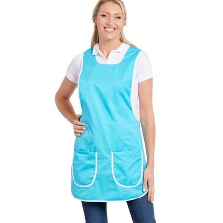Hurry Jump Tablier chasuble Tablier de travail Femme Tablier nettoyage uniforme de travail sante hotellerie TURQUOISE Liseré Bla