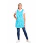 Hurry Jump Tablier chasuble Tablier de travail Femme Tablier nettoyage uniforme de travail sante hotellerie TURQUOISE Liseré Bla