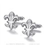BOBIJOO JEWELRY - Paire de Boutons de Manchette Fleur de Lys France Argenté Lis 19x17mm