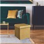 HOME DECO FACTORY Coffre Pouf Pliable Rangement Gain de Place Velours Cotele Jaune