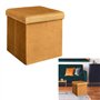 HOME DECO FACTORY Coffre Pouf Pliable Rangement Gain de Place Velours Cotele Jaune