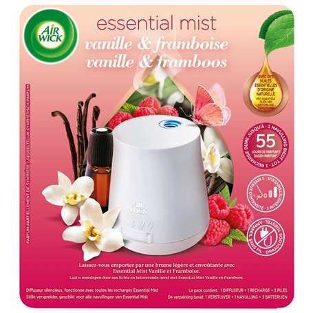 Diffuseur d’huiles Essentielles Essential Mist Vanille et Framboise+ 1 Recharge Parfum Vanille et Framboise 25 ML