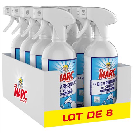 St Marc Nettoyant Ménager Spray Dégraissant au Bicarbonate de Soude lot de 8x500mL - Nettoie