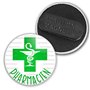 Badgmania Badge Magnétique 3.8cm Pharmacien Caducée Esculape Croix Verte Fond Blanc Identifiant Pharmacie