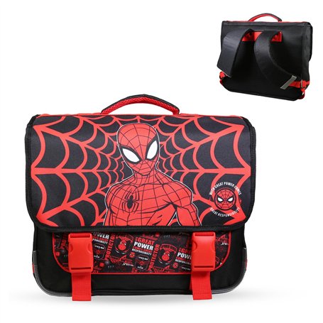 Bagtrotter - Cartable 38 cm - Spiderman Noir - Primaire - Bretelles et dos rembourrés - Bandes Réfléchissantes - Grand Rangement