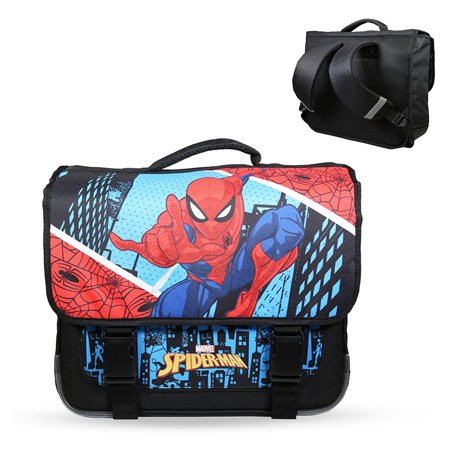 Bagtrotter - Cartable 38 cm - Spiderman Bleu - Primaire - Bretelles et dos rembourrés - Bandes Réfléchissantes - Grand Rangement