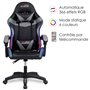 Amstrad AMS-900-LED-BK Fauteuil/Chaise de Bureau Gamer Noir Gris - Eclairage LED 366 Effets - Télécommande