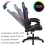 Amstrad AMS-900-LED-BK Fauteuil/Chaise de Bureau Gamer Noir Gris - Eclairage LED 366 Effets - Télécommande