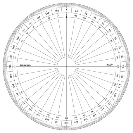 GRAPHOPLEX Rapporteur cercle entier 20cm degrés Transparent