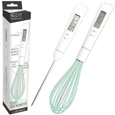 ScrapCooking - Fouet Thermomètre Pâtisserie 2-En-1 - Thermomètre Cuisine pour Cuisson Chocolat