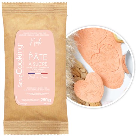 ScrapCooking - Pâte à Sucre Rose Pastel « Nude » 250 g - Colorant d’Origine Naturelle - Sans Gluten