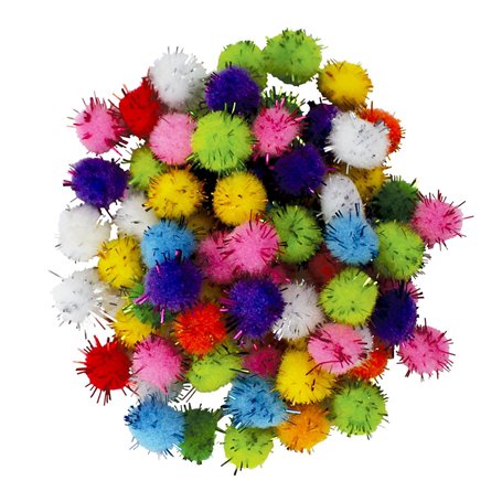 MegaCrea DIY Mini Pompons Pailleté Couleur De Noel 200 Pièces