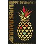 AFIE Carte Double Anniversaire - Ananas avec Dorure - Format 12 x 17,5 cm - Meilleurs Vœux - Enveloppe Blanche - Message Origina