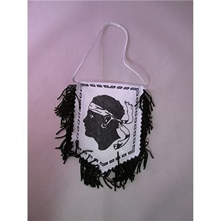 AZ FLAG - Fanion Corse Pour Décoration Voiture Double Face Avec Cordelettes - Mini Drapeau Province Corse - 13x10 cm