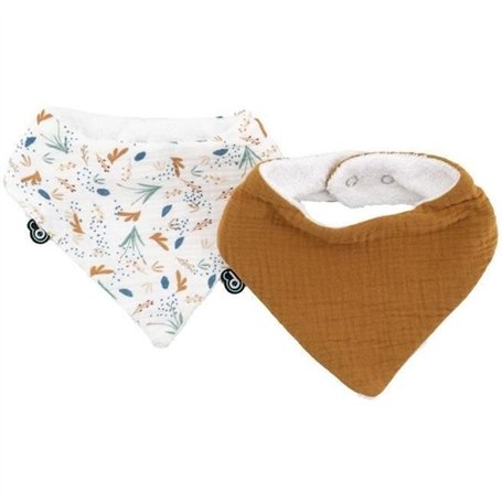 Lot de 2 bavoirs bandana - DOMIVA - TU - Mousseline - Caramel Imprimé au Fil de l'Eau