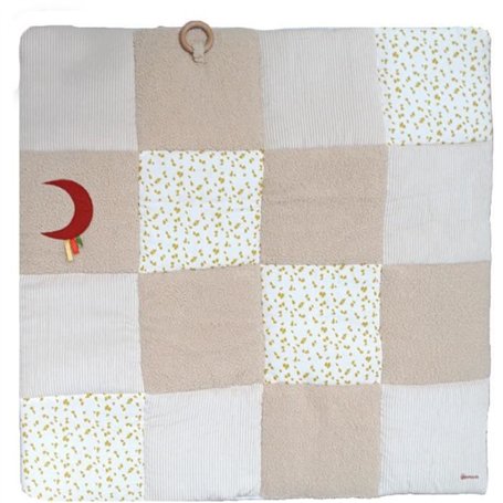 Tapis d'éveil - DOMIVA - Honey Moon - Patchwork - Anneau en bois et lune décorative