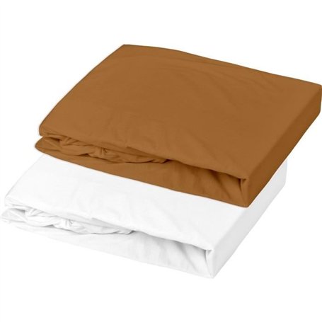 Lot 1 alese + 1 drap housse - P'TIT DODO - 70 x 140 cm - Blanc / Caramel