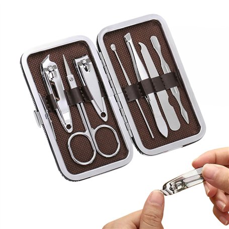 PARENCE.- Lot de 7 Outils Manucure et Pédicure avec Boite de Rangement (11x6