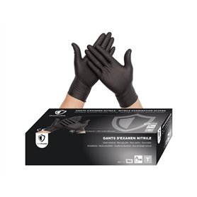 OneProtek Gants jetables noir en nitrile - Boîte de 100 Gants Nitrile - Taille XS (Très Petite) - Sans latex - Résistants et Mul