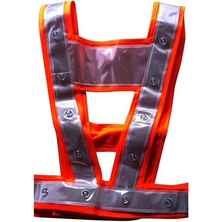LEDWARNING Gilet Baudrier Orange PRO de Sécurité Fluo à 24 Leds rouges DELUXE Vendeur et stock en FRANCE