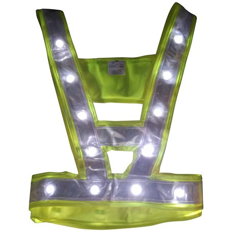 LEDWARNING Gilet Baudrier Jaune PRO de Sécurité Fluo à 24 Leds blanches DELUXE Vendeur et stock en FRANCE