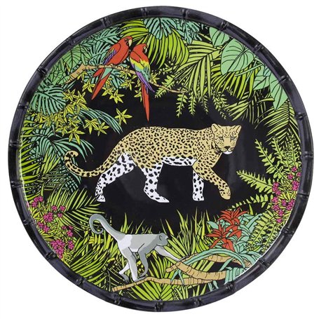 Les Jardins de la Comtesse - Grande Assiette Plate en Mélamine Pure - Jungle - Ø 28 cm - Noir/Vert - Service de Table de la Coll