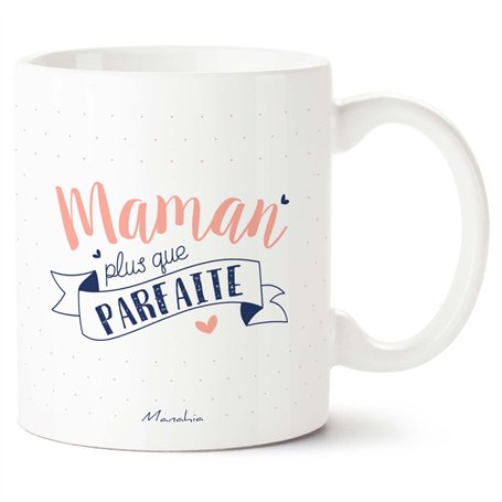 Manahia Mug Cadeau Maman Tasse Personnalisée - Maman plus que parfaite - Avec boite Kraft - Imprimé en France - 330 mL Céramique