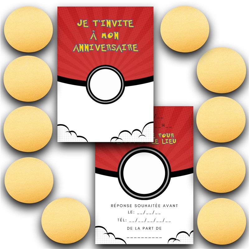 RXLITE Kit créatif premium de 10 Cartes d'invitation anniversaire à gratter thème Nintendo en