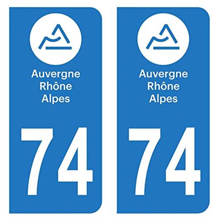 Autocollant Stickers plaque immatriculation voiture auto département 74 Haute-Savoie Logo Auvergne-Rhône-Alpes