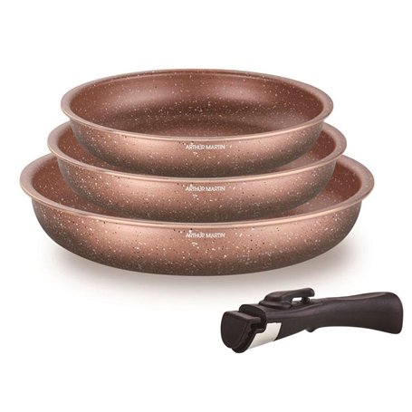 SHOP-STORY Set de 3 Poêles Arthur Martin en Aluminium avec Poignée Amovible - 20