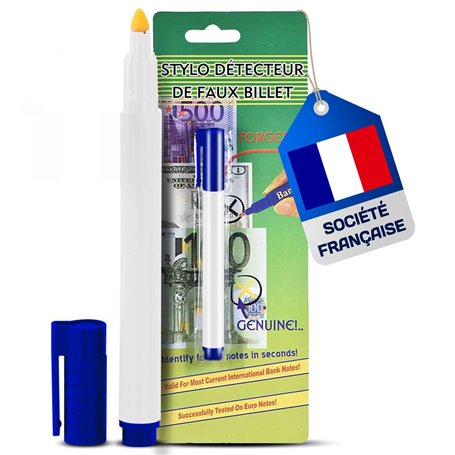 Stylo Faux Billet - Euros Dollars et Autres - Détecteur De Faux Billets en 2 Secondes - Société Française - Stylo Verificateur D
