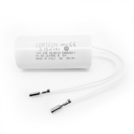Condensateur moteur à fils 3.15 µF avec connecteur mini faston femelle