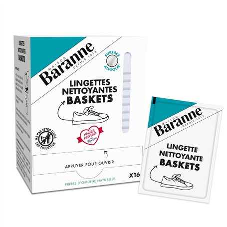 Baranne Lingettes Nettoyantes Baskets| Nettoient et respectent les baskets | Tous types de baskets | Fibres d'origine naturelle
