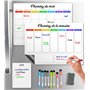 SKYCROO ® Calendrier Magnetique Frigo Blanc x3 + Accessoires - Planificateur Hebdomadaire + Mensuel + Mémo Aimanté Planning Sema