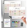 SKYCROO ® Calendrier Magnetique Frigo x3 + Accessoires - Planificateur Hebdomadaire + Mensuel + Mémo Aimanté Planning Semaine Ta