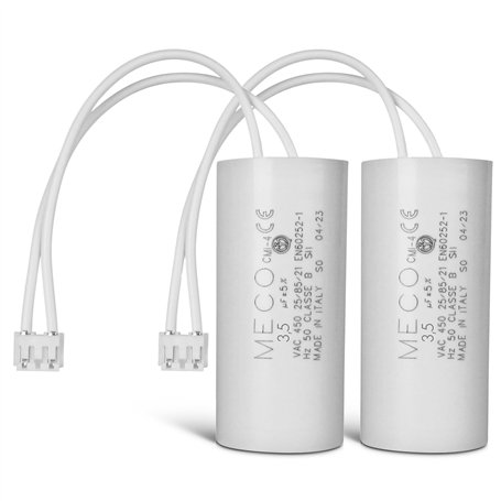Lot de 2 condensateurs 3.5 µF Spécial volet roulant BUBENDORFF à 2 fils + connecteur - GARANTIE 2 an