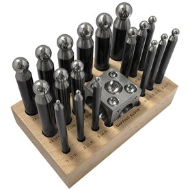 18 PC DOMING Bloc et ensemble de Punch en acier Dapping Craft Outil de travail en métal