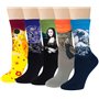 4 Paires Chaussettes Femme Fantaisie Cotton avec un Motif Unique de Peinture à L'huile Rigolotes Cadeaux pour les Femmes Taille