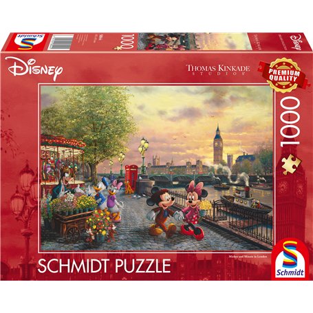 Schmidt Spiele 58044 Puzzle 1000 pièces Thomas Kinkade Disney Mickey et Minnie à Londres
