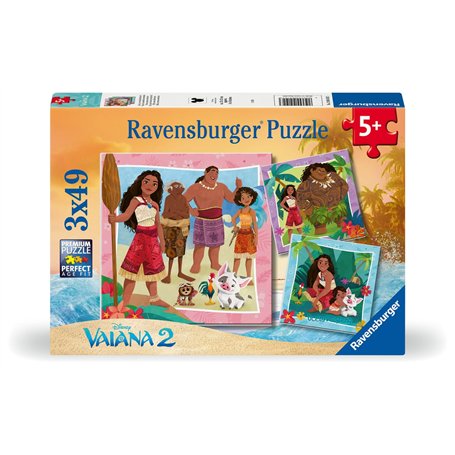Ravensburger - Puzzle Enfant - Lot de 3 Puzzles 49 pièces - vers de Nouvelles Aventures/Disney Vaiana 2 - Fille ou garçon dès 5