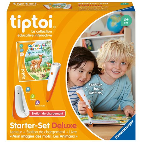 Ravensburger - tiptoi® - Starter Set Deluxe - Lecteur + Station de Chargement + Livre Mon imagier des Mots Les Animaux - Jeu édu